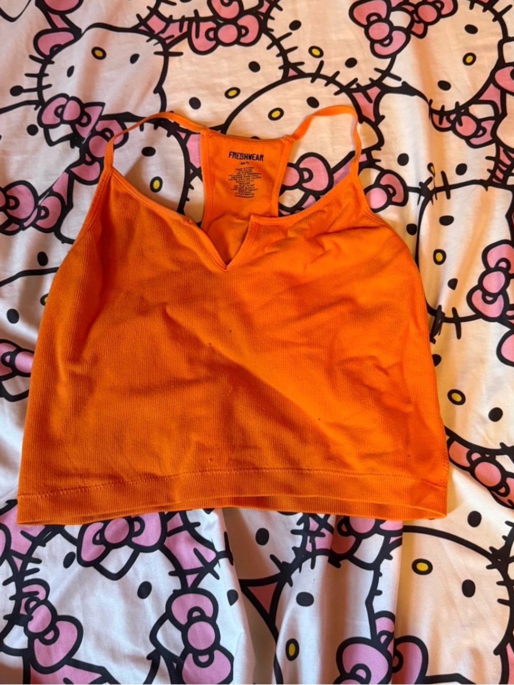 Freshwear Women's Bright Orange Racerback Crop Tank